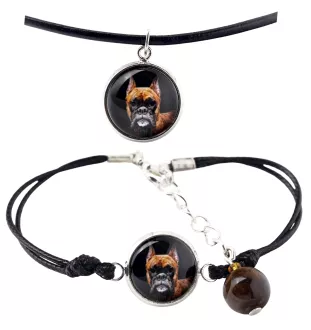Boxer III - ensemble de bijoux avec votre photo, ensemble fait à la main, bracelet et collier de la marque Art.-Dog