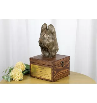 Owczarek francuski Briard urna na skrzynce brązowa Art-Dog