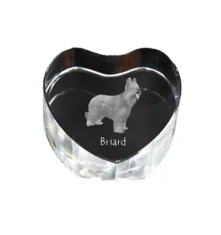 Berger de Brie, Briard - une photo de chien dans un cristal, un cœur en cristal, un cadre photo exceptionnel de la marque Art-Dog