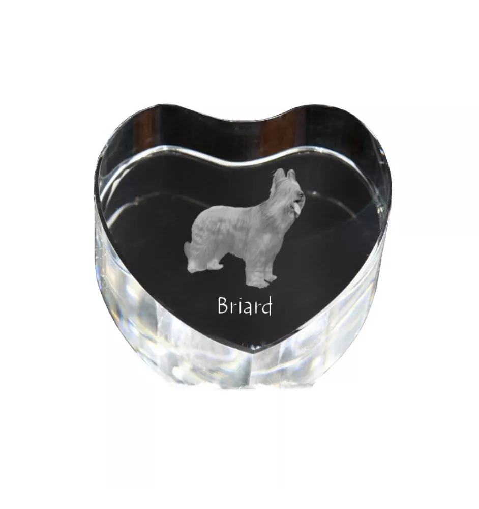 Berger de Brie, Briard - une photo de chien dans un cristal, un cœur en cristal, un cadre photo exceptionnel de la marque Art-Dog