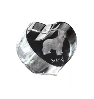 Berger de Brie, Briard - une photo de chien dans un cristal, un cœur en cristal, un cadre photo exceptionnel de la marque Art-Dog