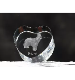 Briard, Berger de Brie - Hundebild im Kristall, Kristallherz, einzigartiger Bilderrahmen der Marke Art-Dog