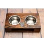 Berger de Brie, Briard - support en bois avec des bols pour chien, bols pour chien en acier, cadeau pour l'adoption d'un chien de la marque Art-Dog