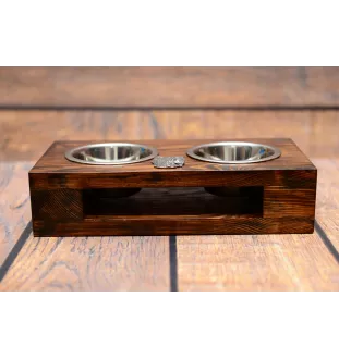 Berger de Brie, Briard - support en bois avec des bols pour chien, bols pour chien en acier, cadeau pour l'adoption d'un chien de la marque Art-Dog