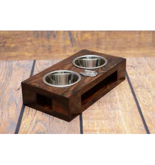 Berger de Brie, Briard - support en bois avec des bols pour chien, bols pour chien en acier, cadeau pour l'adoption d'un chien de la marque Art-Dog