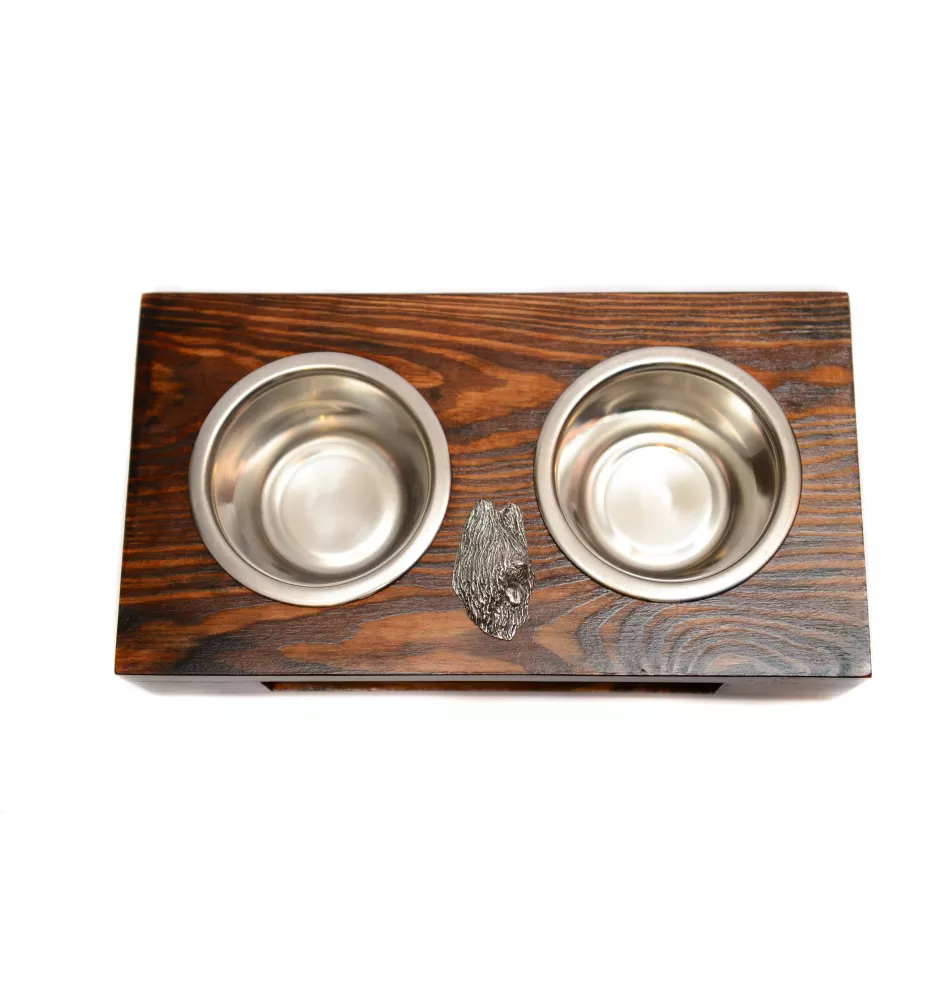 Briard, Berger de Brie I - wooden stand with bowls for a dog, steel dog bowls, a gift for adopting a dog from the Art-Dog brand