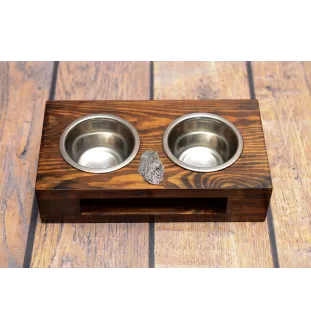 Briard, Berger de Brie I - wooden stand with bowls for a dog, steel dog bowls, a gift for adopting a dog from the Art-Dog brand