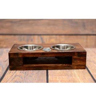 Briard, Berger de Brie I - wooden stand with bowls for a dog, steel dog bowls, a gift for adopting a dog from the Art-Dog brand