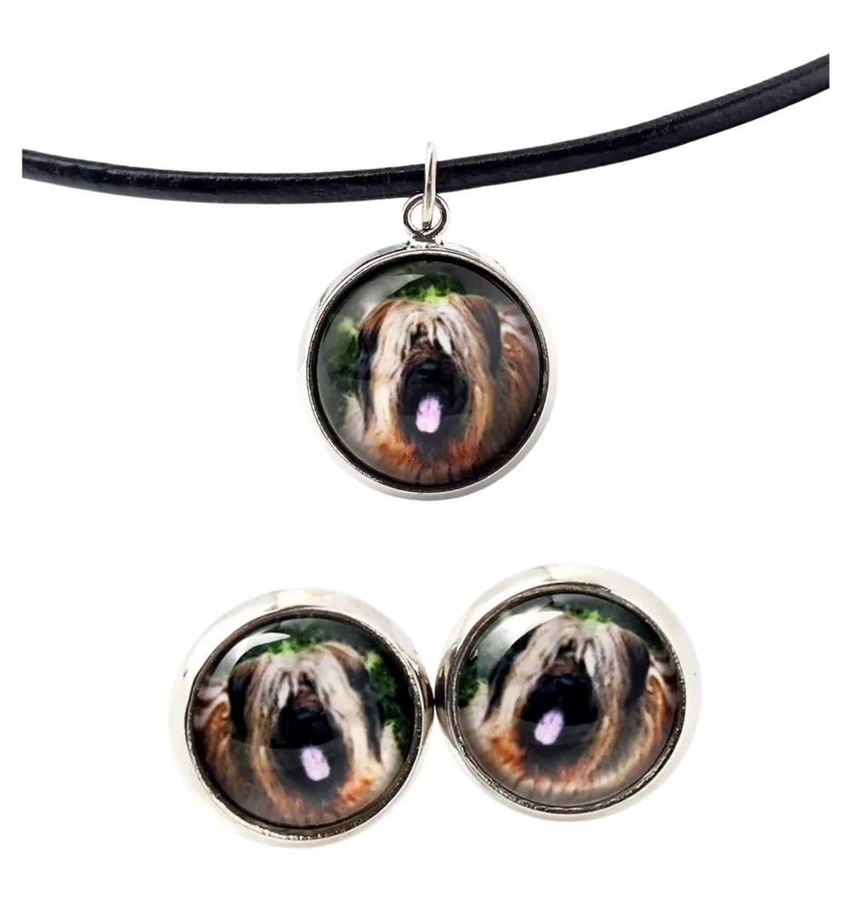 Briard, Berger de Brie - Schmuck mit Ihrem Foto-Box, Halskette und Ohrringe-Set, personalisierte Produkte der Marke Art-Dog.