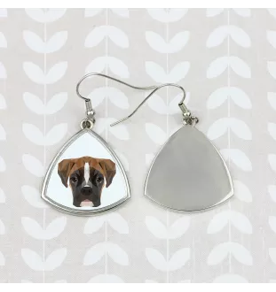 Boxer, German Boxer III - earrings with a picture and the inscription geometric dog Art-Dog