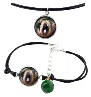 Berger de Brie, Briard - ensemble de bijoux avec votre photo, ensemble fait à la main, bracelet et collier de la marque Art.-Dog