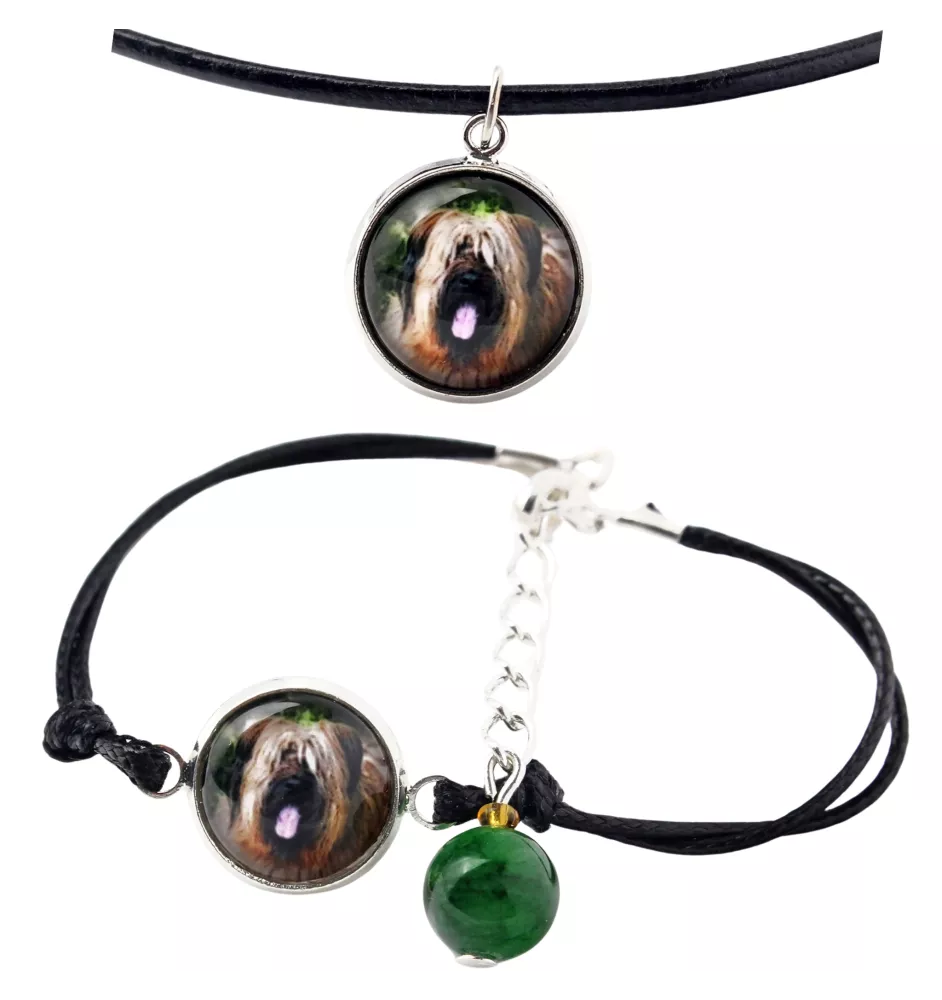 Berger de Brie, Briard - ensemble de bijoux avec votre photo, ensemble fait à la main, bracelet et collier de la marque Art.-Dog