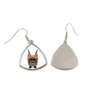 Boxer, German Boxer I - earrings with a picture and the inscription geometric dog Art-Dog