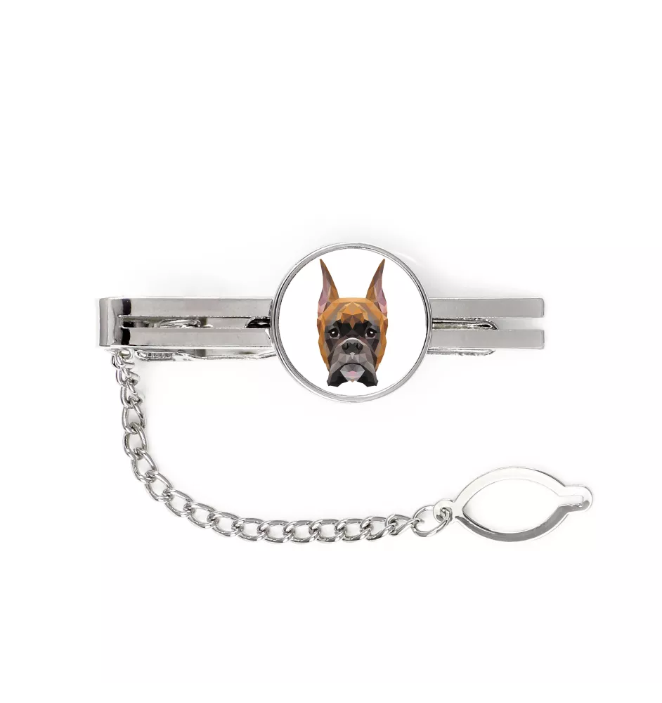 Boxer, German Boxer I - geometric tie clip with a picture and inscription from Art-Dog