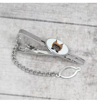 Boxer, German Boxer I - geometric tie clip with a picture and inscription from Art-Dog