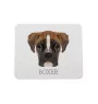 Boxer, Deutscher Boxer III - geometrisches Mauspad mit Bild und Aufschrift von Art-Dog