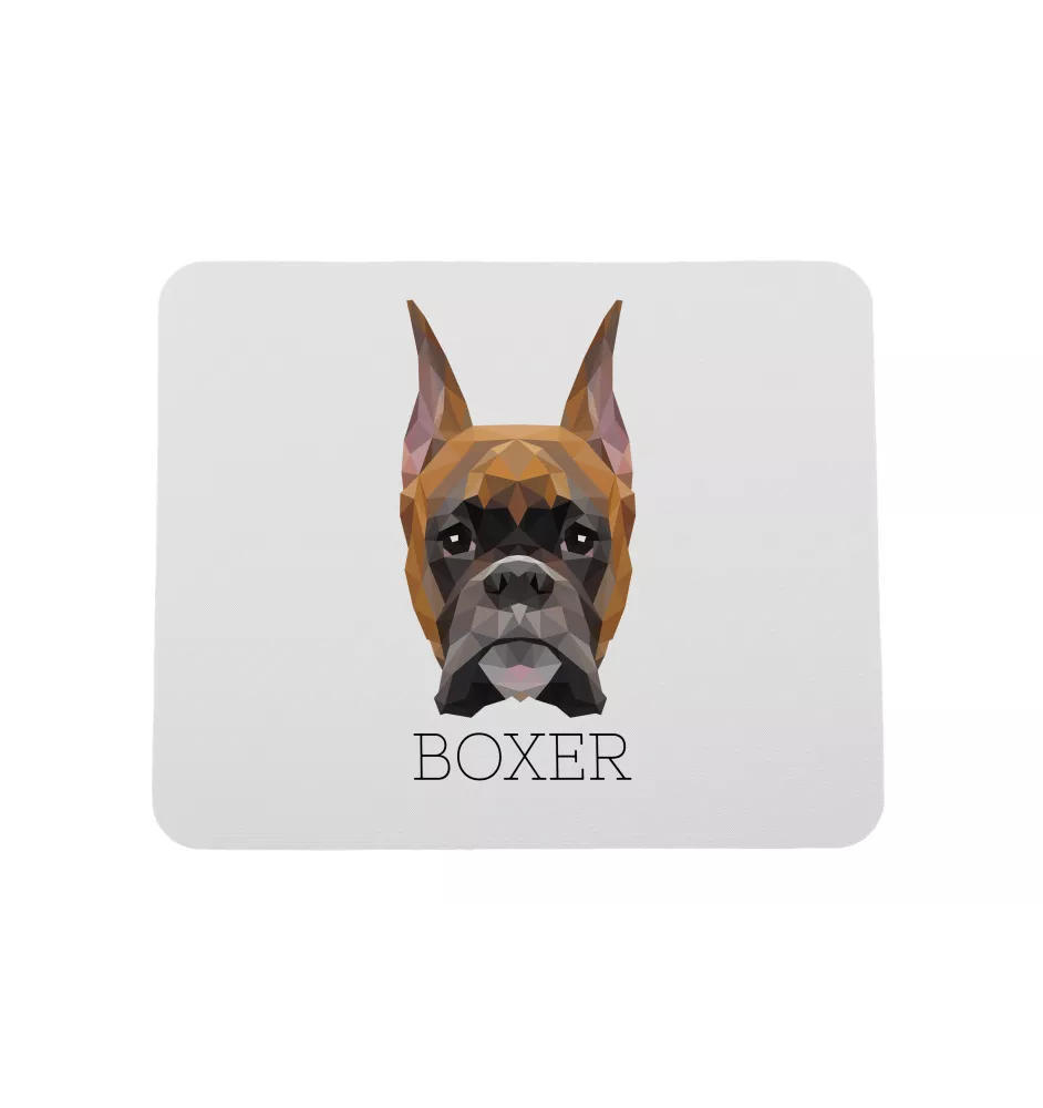 Boxer, Deutscher Boxer I - geometrisches Mauspad mit Bild und Aufschrift von Art-Dog