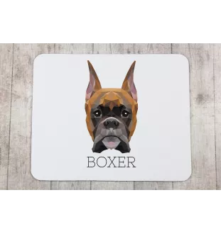Boxer, German Boxer I - geometric mouse pad with a picture and text by Art-Dog