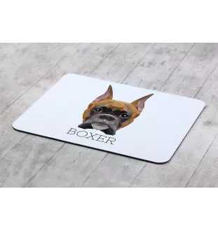 Boxer, Deutscher Boxer I - geometrisches Mauspad mit Bild und Aufschrift von Art-Dog