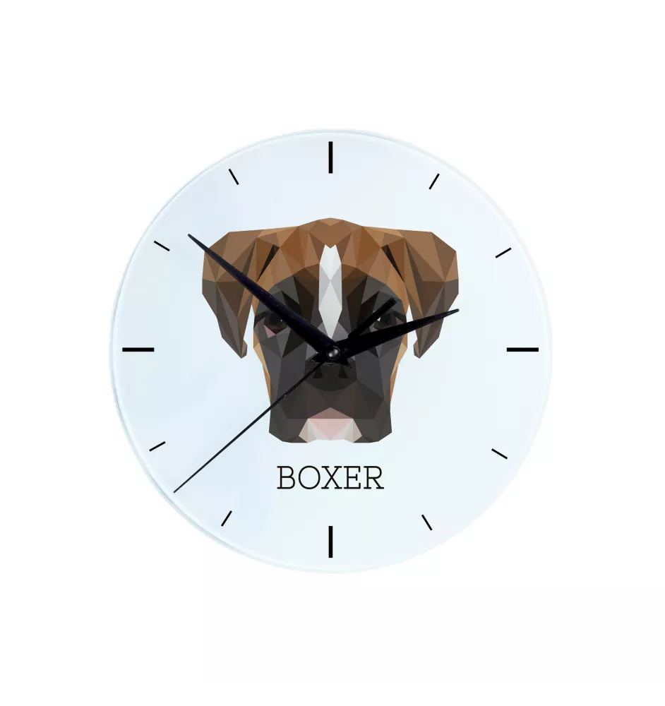 Boxer III - horloge murale géométrique avec photo et logo de la marque Art-Dog