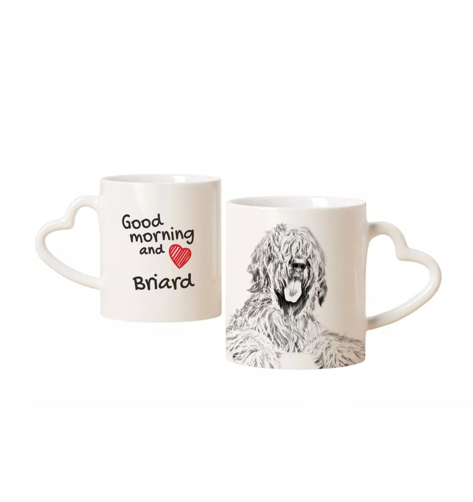 Briard, Berger de Brie - cup with a dog, adorable cup with a heart-shaped handle, universal gift from the Art-Dog brand