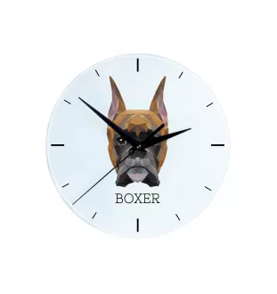 Boxer, German Boxer I - geometric wall clock with a picture and the brand name Art-Dog