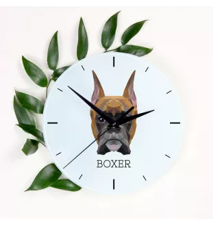 Boxer I - horloge murale géométrique avec photo et logo de la marque Art-Dog