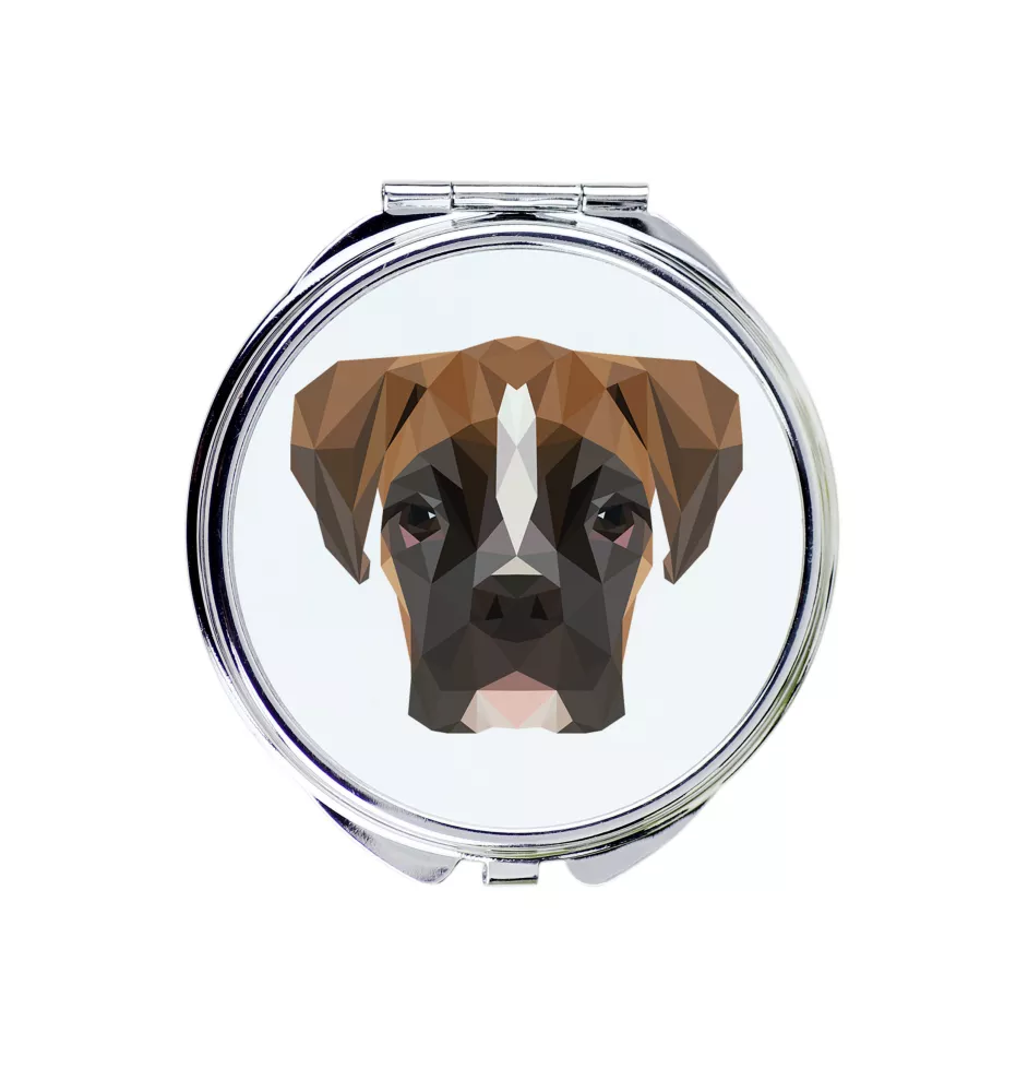 Boxer, Deutscher Boxer III - Spiegel mit Foto und geometrischem Aufdruck der Marke Art-Dog