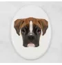 Boxer, Deutscher Boxer III - Fliese mit geometrischem Bild und Schriftzug der Marke Art-Dog