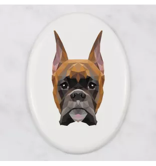 Boxer, Deutscher Boxer I - Fliese mit geometrischem Bild und Schriftzug der Marke Art-Dog