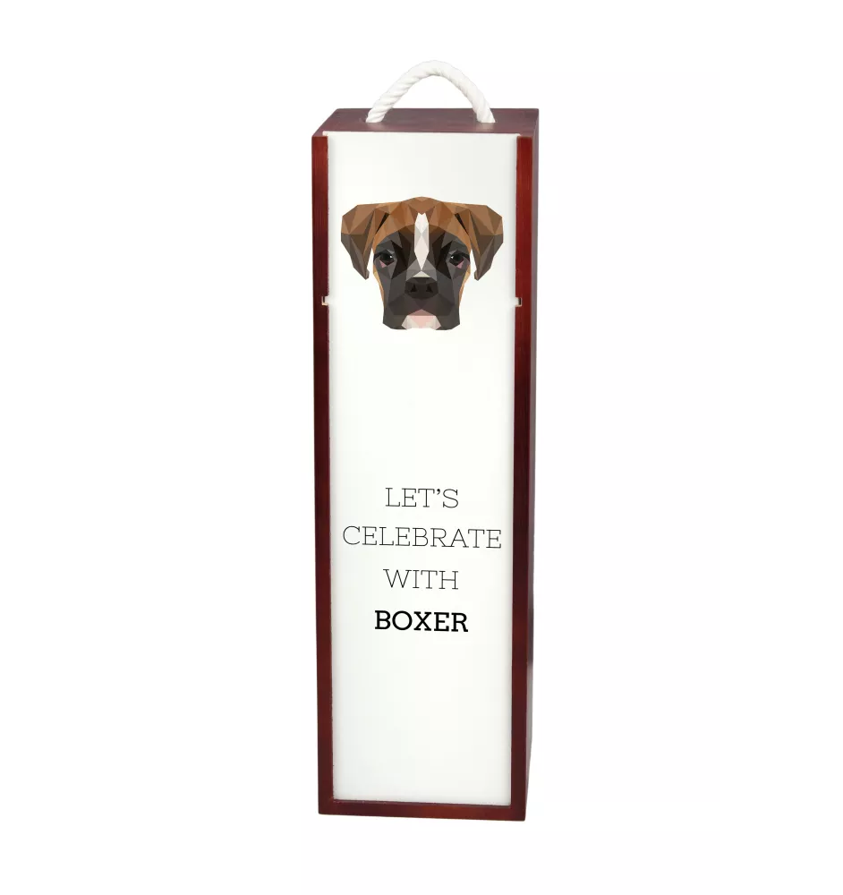 Boxer III - une boîte géométrique avec une photo et un texte pour le vin de la marque Art-Dog