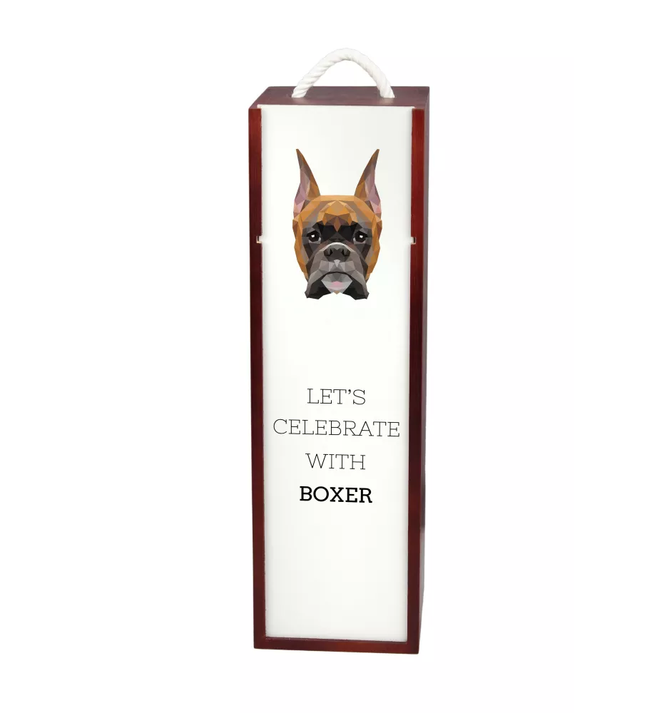 Boxer, German Boxer I - geometric box with a picture and inscription for wine by Art-Dog
