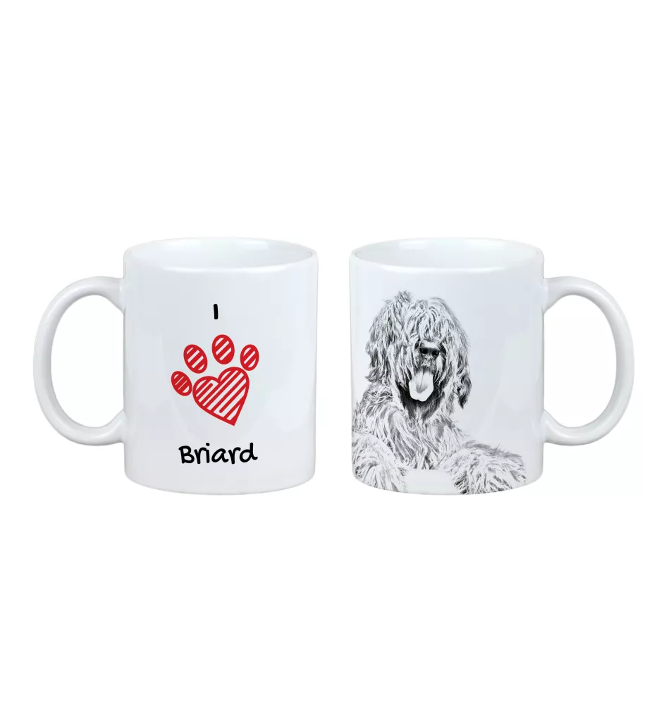 Owczarek francuski Briard kubek z psem I love Art-Dog