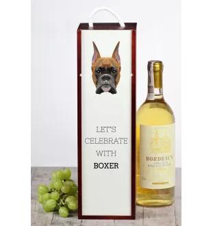 Boxer, Deutscher Boxer I - geometrische Box mit einem Bild und Schriftzug für Wein der Marke Art-Dog