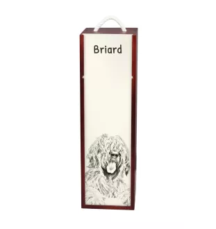 Berger de Brie, Briard - boîte à vin avec chien, boîte à alcool avec graphisme, boîte cadeau personnalisée de la marque Art-Dog