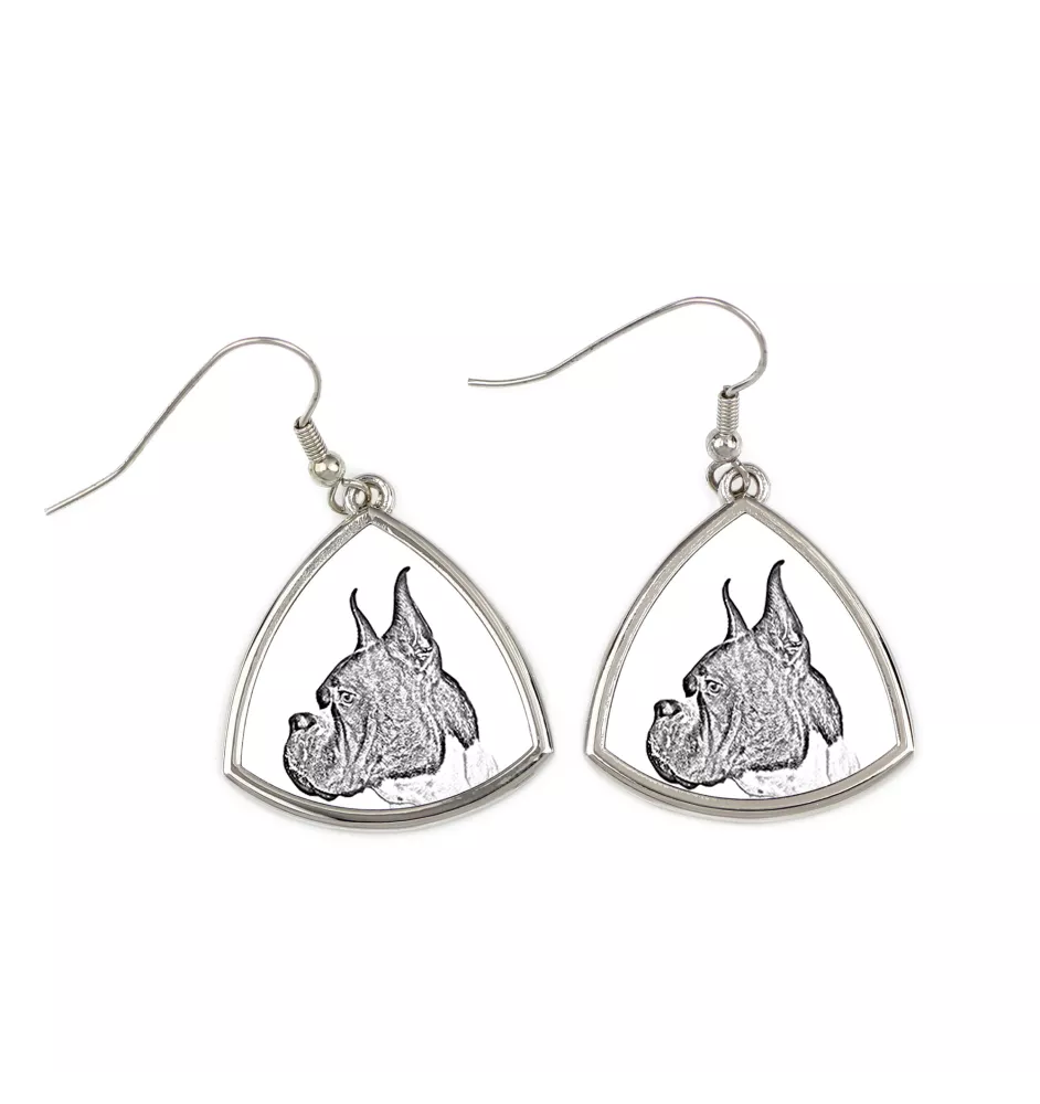 Boxer I - boucles d'oreilles avec chien, boucles d'oreilles pendantes avec photo, bijoux personnalisés avec impression de la marque Art-Dog
