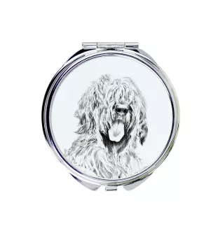 Briard, Berger de Brie - Pocket mirror with a dog, personalized mirror for a purse, compact mirror with Art-Dog brand print.