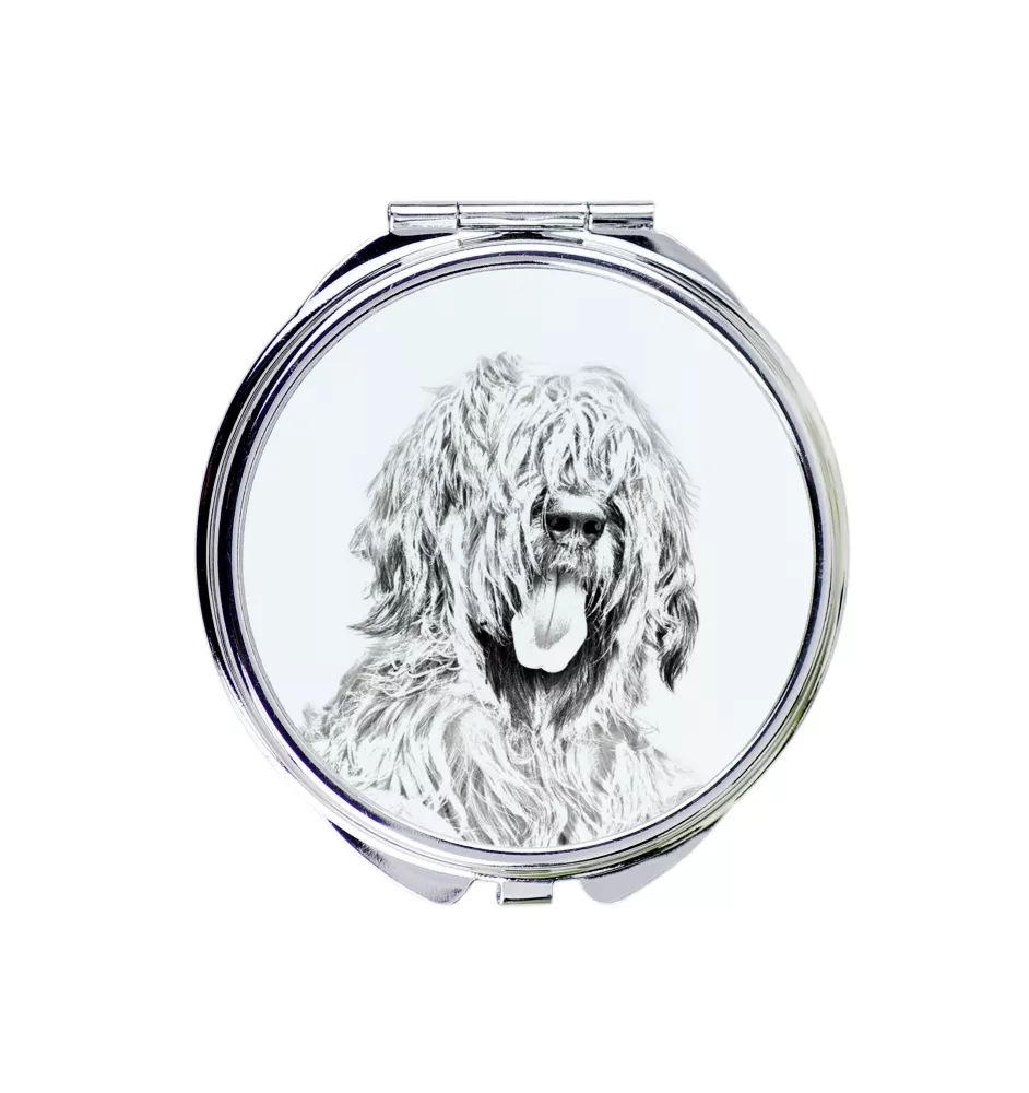 Berger de Brie, Briard - miroir de poche avec chien, miroir personnalisé pour sac à main, miroir compact avec impression de la marque Art-Dog