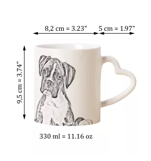 Boxer, Deutscher Boxer III - Tasse mit Hund, entzückende Tasse mit herzförmigem Henkel, universelles Geschenk der Marke Art-Dog