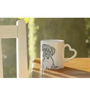 Boxer, German Boxer III - cup with a dog, adorable cup with a heart-shaped handle, universal gift from the Art-Dog brand