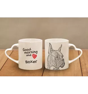 Boxer, Deutscher Boxer I - Tasse mit Hund, entzückende Tasse mit herzförmigem Henkel, universelles Geschenk der Marke Art-Dog