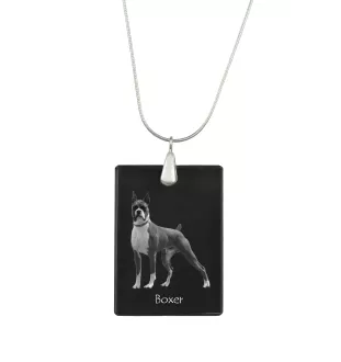 Boxer III - Pendentif en cristal avec chien, collier en argent avec photo, pendentif personnalisé par la marque Art-Dog