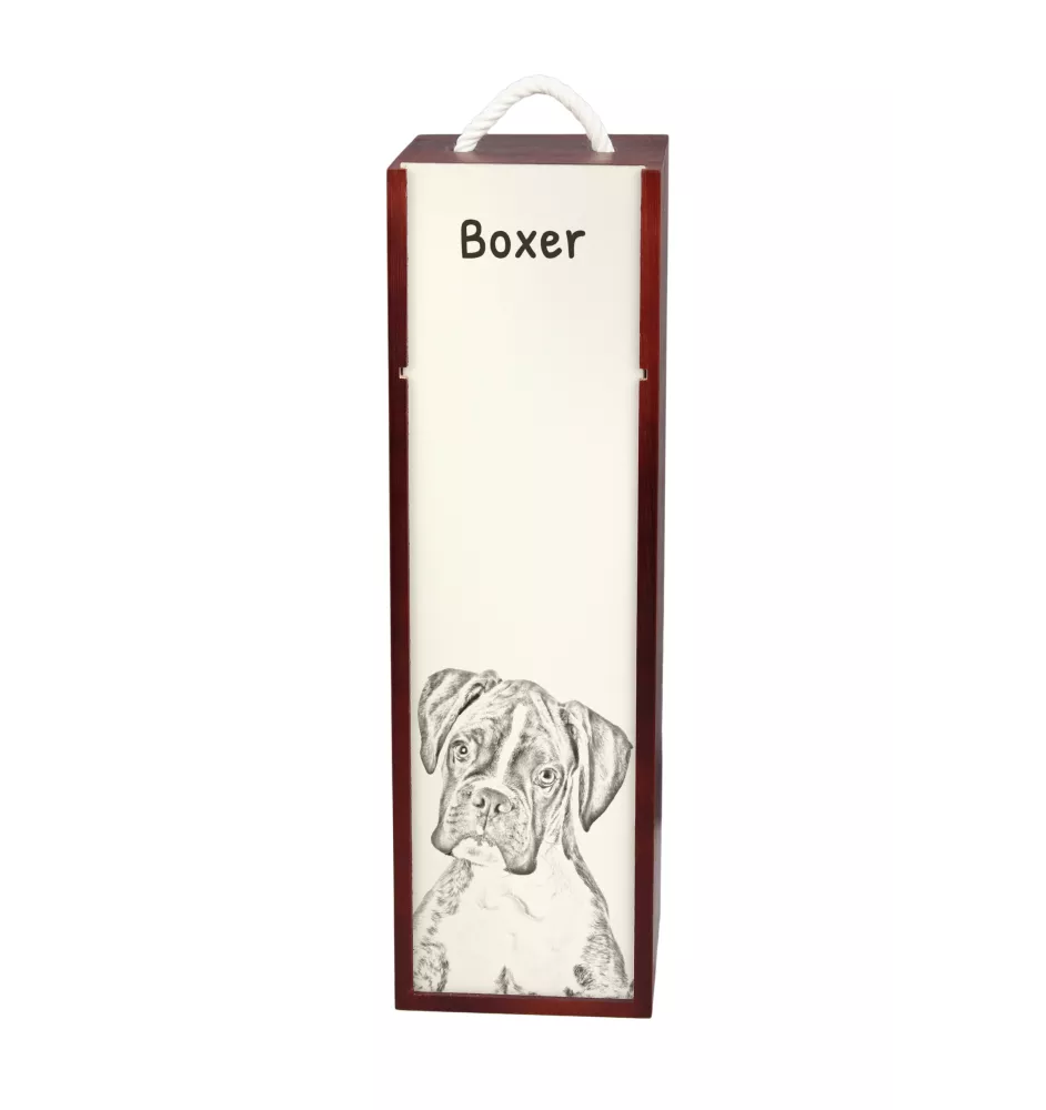 Boxer, German Boxer III - wine box with a dog, alcohol box with graphics, personalized gift box from the Art-Dog brand