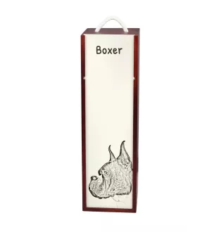 Boxer I - boîte à vin avec chien, boîte à alcool avec graphisme, boîte cadeau personnalisée de la marque Art-Dog