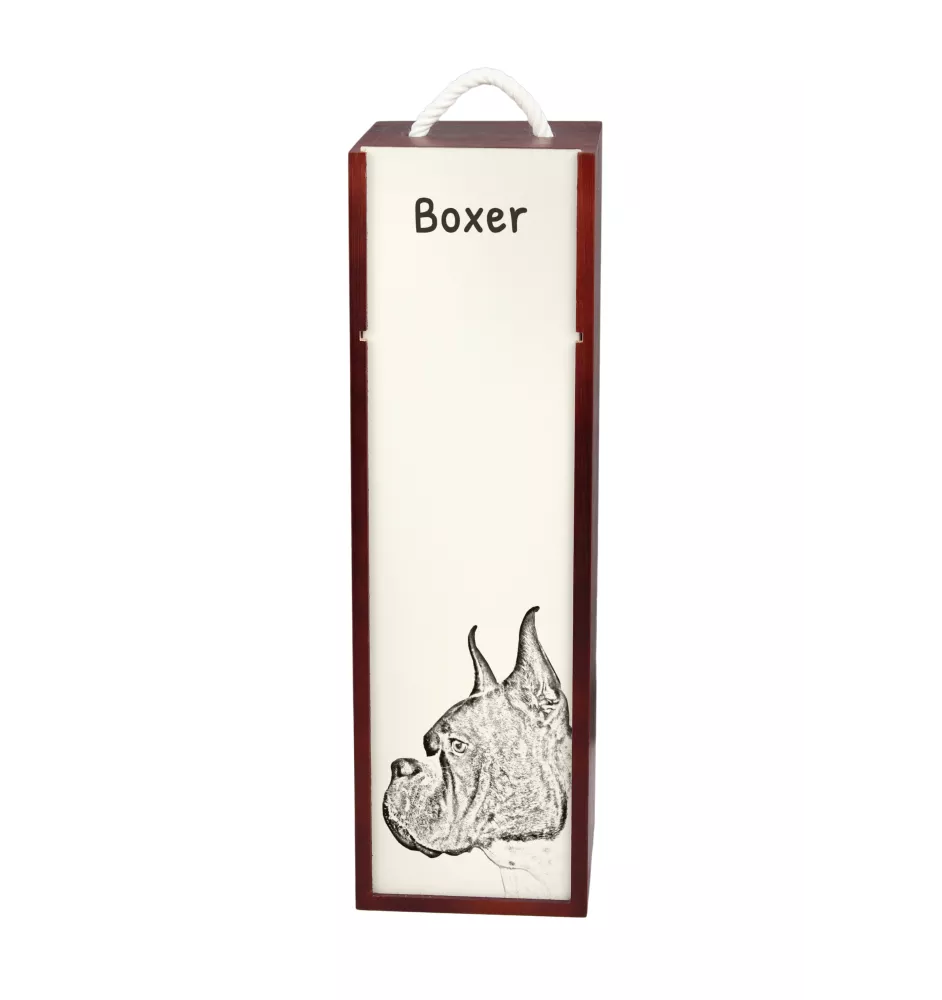 Boxer, German Boxer I - wine box with a dog, alcohol box with graphics, personalized gift box from the Art-Dog brand