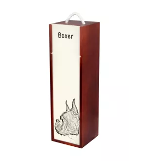 Boxer I - boîte à vin avec chien, boîte à alcool avec graphisme, boîte cadeau personnalisée de la marque Art-Dog