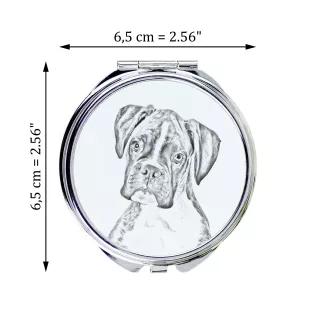Boxer III - miroir de poche avec chien, miroir personnalisé pour sac à main, miroir compact avec impression de la marque Art-Dog