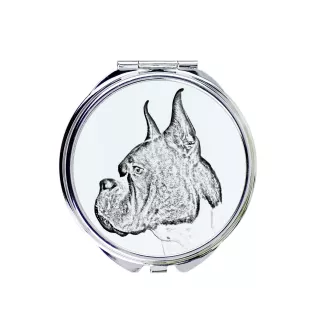 Boxer, German Boxer I - Pocket mirror with a dog, personalized mirror for a purse, compact mirror with Art-Dog brand print.