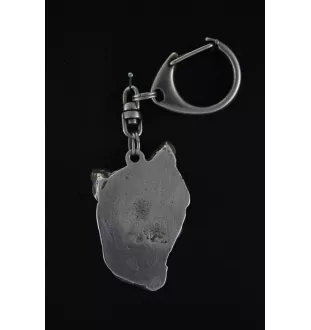 Chien chinois à crête, chien nu chinois - Porte-clés argenté avec chien, décoration de sac à main, pendentif de sac à dos par la marque Art-Dog