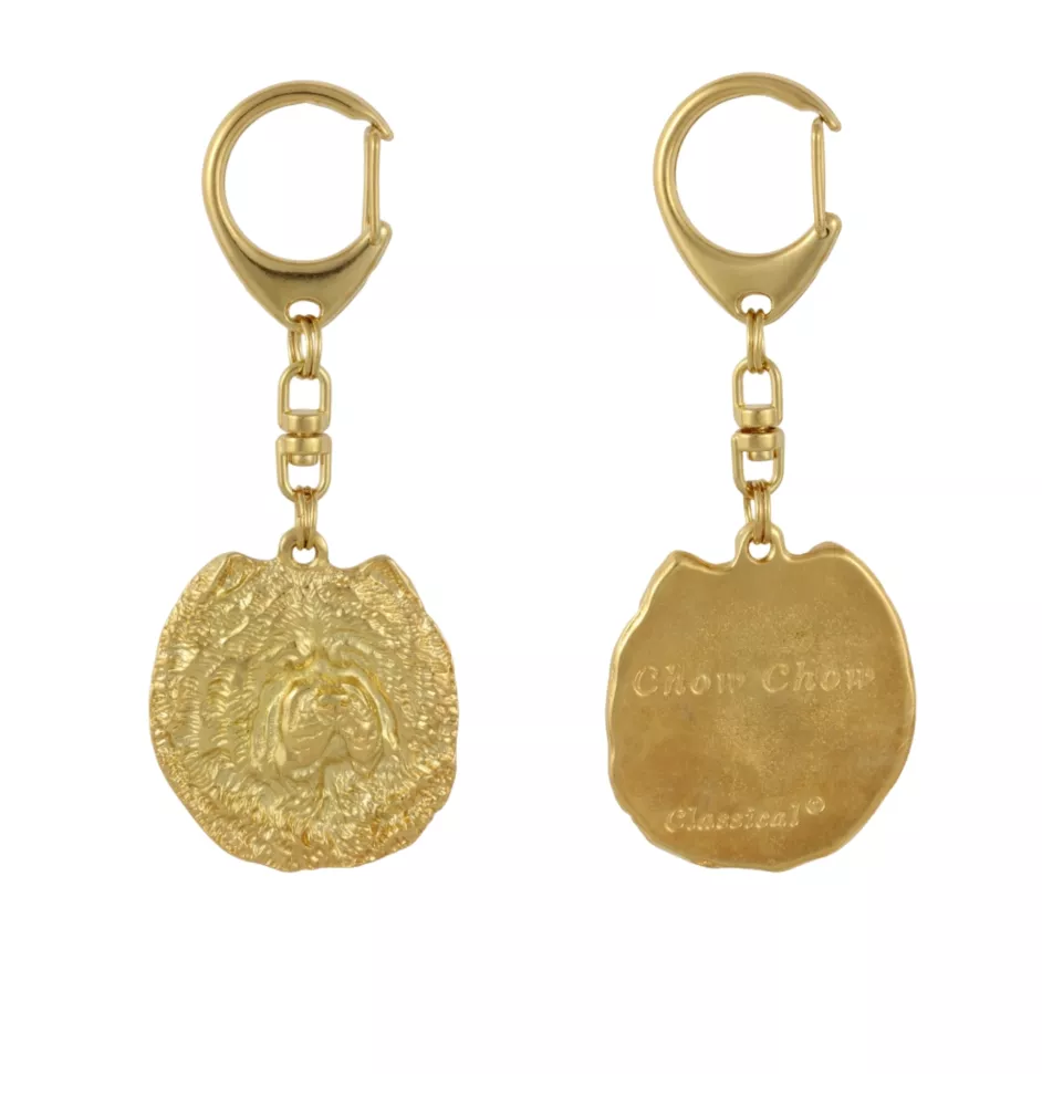 Chow Chow - Gilded key ring with dog, handbag decoration, luxury accessory by Art-Dog brand